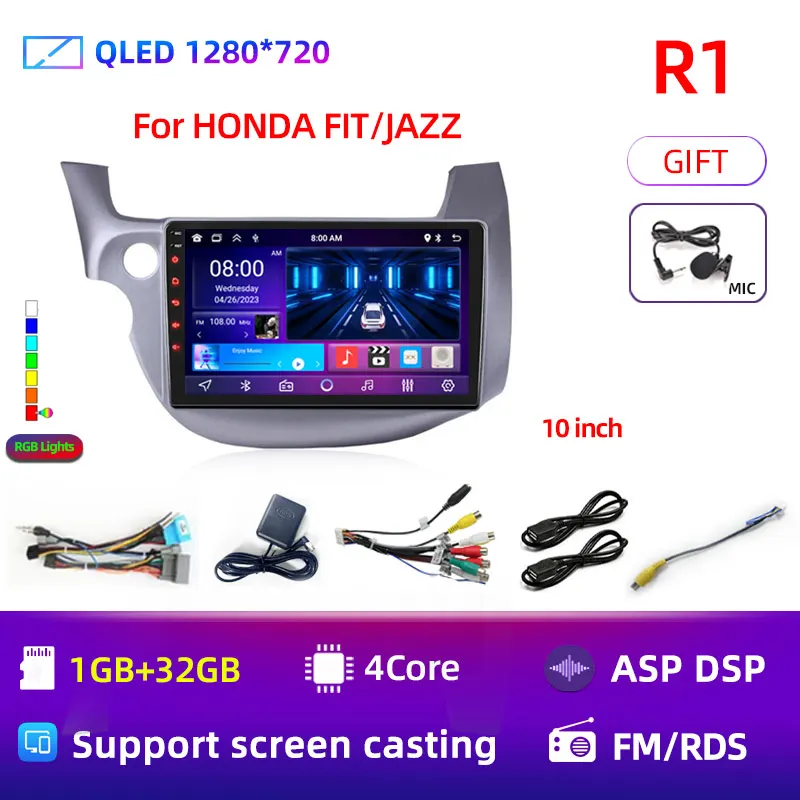 

2 din 8Core Android 12 Автомобильный радиоприемник для HONDA FIT JAZZ 2007-2013 Мультимедийный видеоплеер Зеркальное подключение Разделенный экран Головное устройство