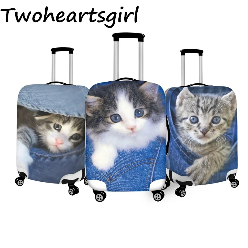 

Защитный чехол для багажа twoheart sgirl, милый Карманный чехол с рисунком кота для багажа, подходит для чемоданов 18-32 дюйма