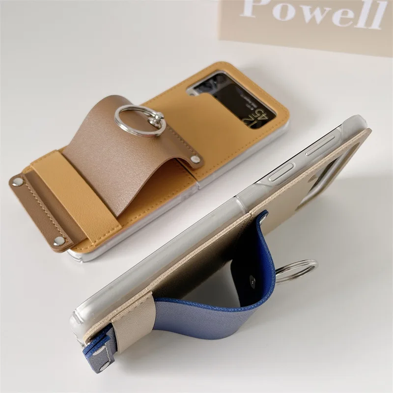 luxury ring case for samsung galaxy z flip 3 2022 fashion leather anti knock phone protective cover coque for z flip3 5g f7110 free global shipping