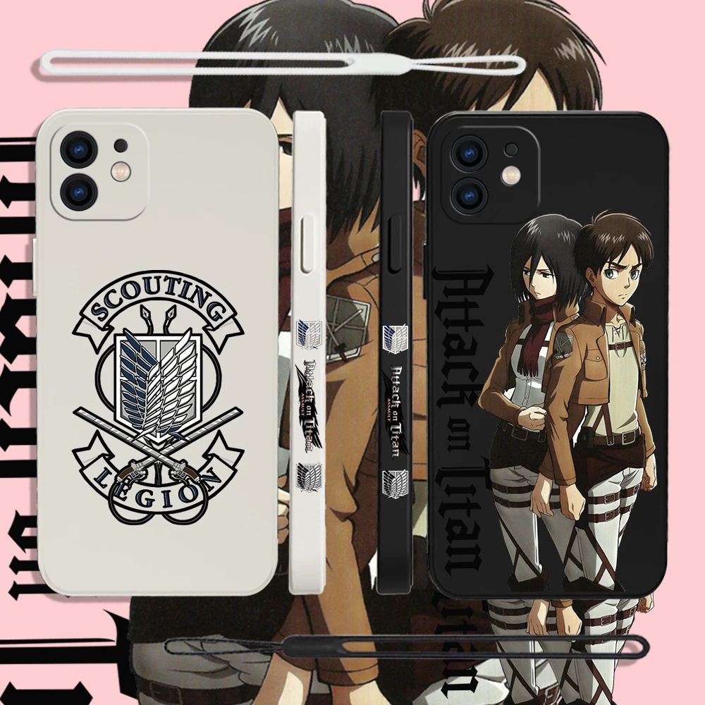 

Anime Allen Attack On Titan Phone Case For iPhone 14 13 12 11 Pro Max Mini X XR XS MAX SE20 8 7 Plus 6 6S Plus with Hand Strap
