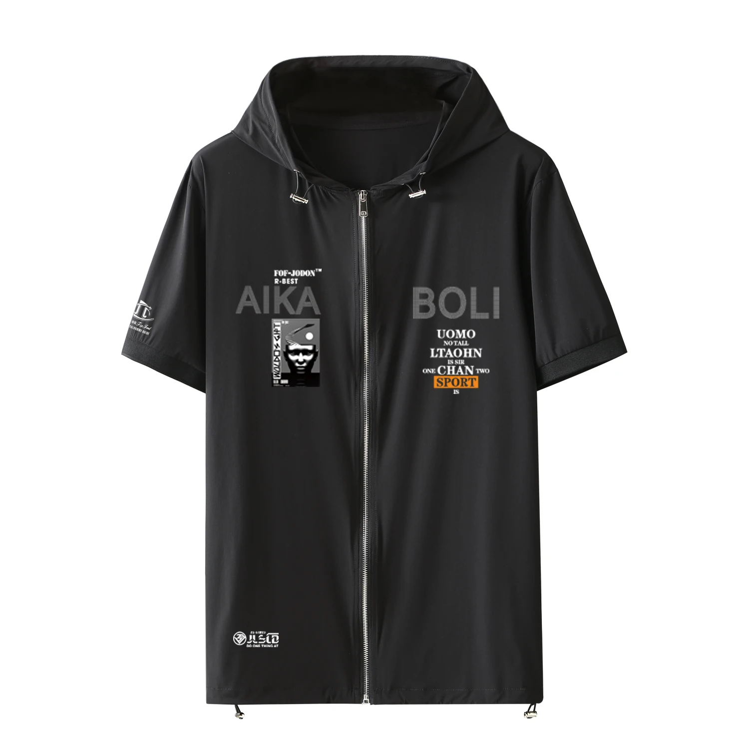 Футболка мужская с капюшоном и коротким рукавом тонкая быстросохнущая рубашка