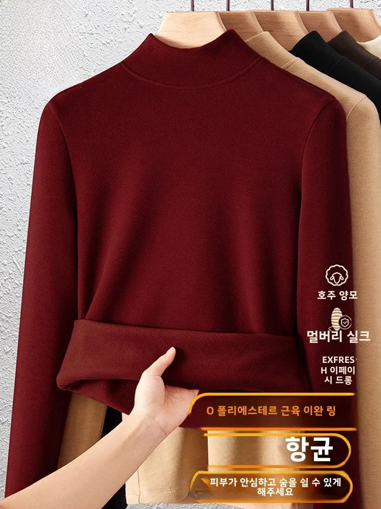 Ankela красная шелковая рубашка Dralon со средним воротником женская 2024 новый топ