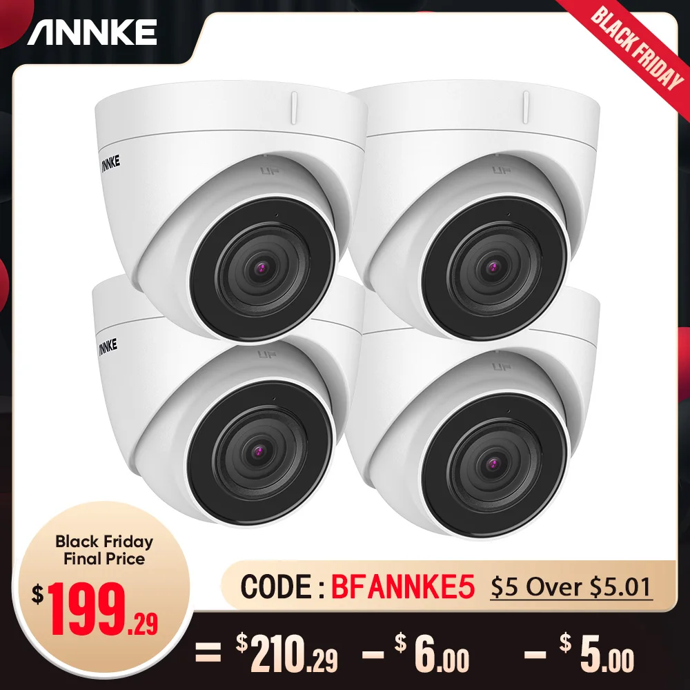

ANNKE 4K IP Camera Outdoor Indoor Weatherproof Turret 4K Video Surveillance Cameras Audio Recording CCTV Cameras 8MP POE Cameras