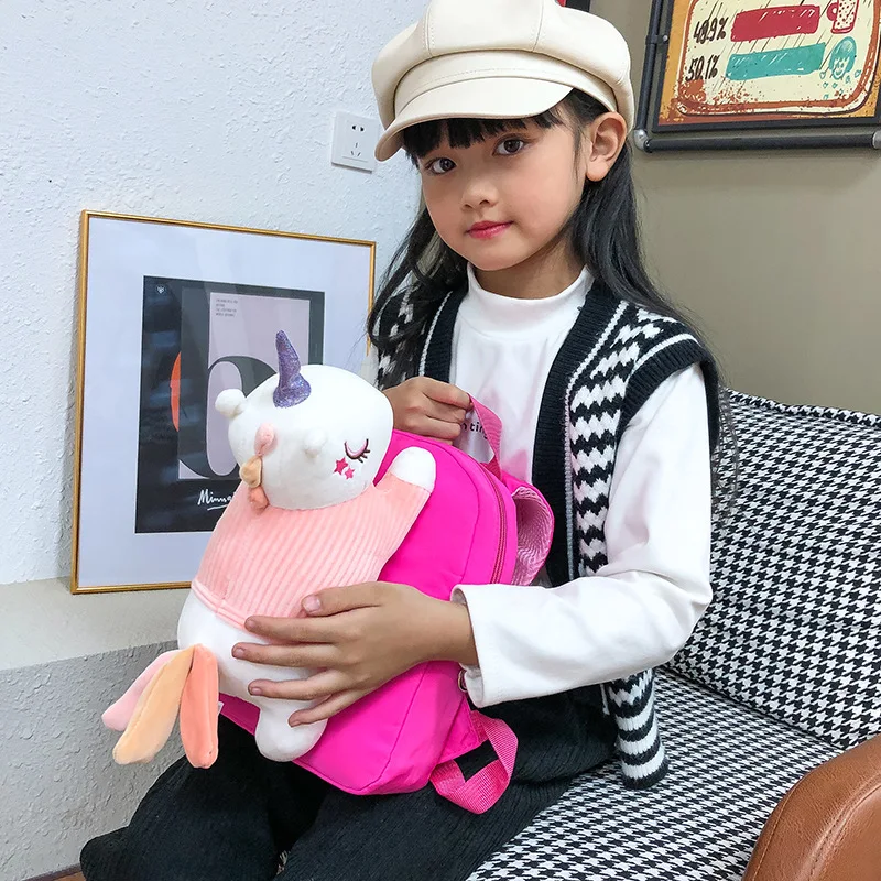 Student Mini Backpack Girls Small Bag Cute Cartoon Children's Backpacks Detachable Plush Bags Kindergarten School Bags for Kids