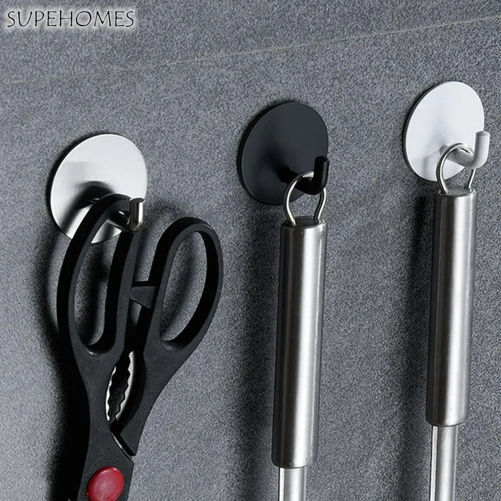 

Wall Mounted Storage Hooks 304 Stainless Steel Self-Adhesive Towel Hooks Key Umbrella Kitchenware Hooks Kitchen Bathroom Hooks