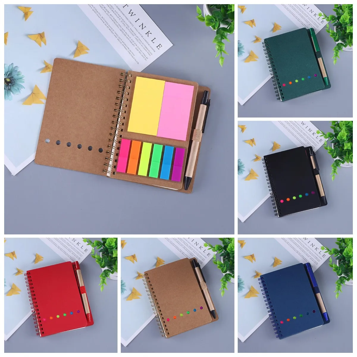 

New 1pc Creative Metel Spiral Coil Notebook Kraft Notebook Combination Journal Diary Notepad for Office Business School Supplies
