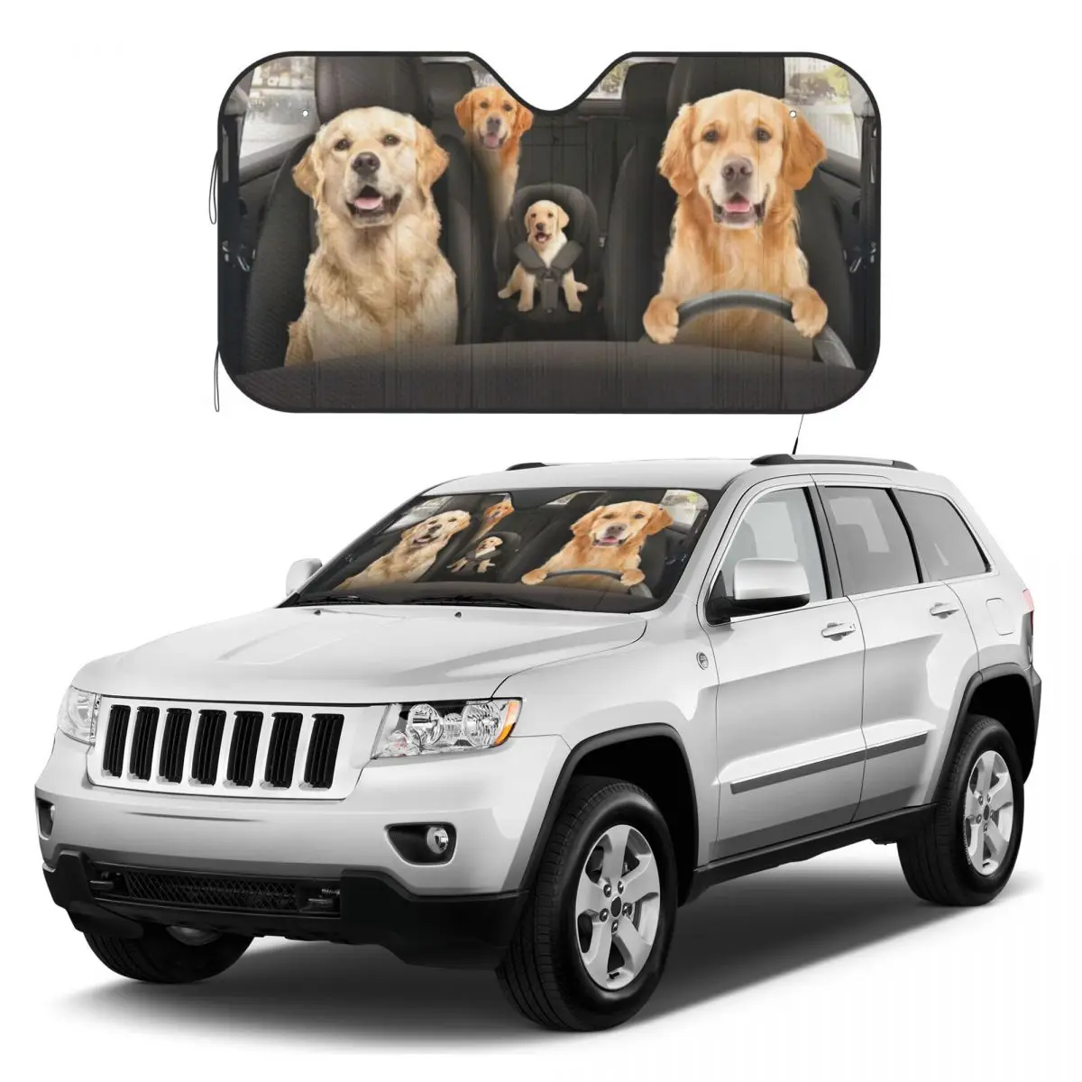 

Golden Retriever Car Windshield Sunshade Aluminum foil anti ultraviolet sun visor for automobile windshield