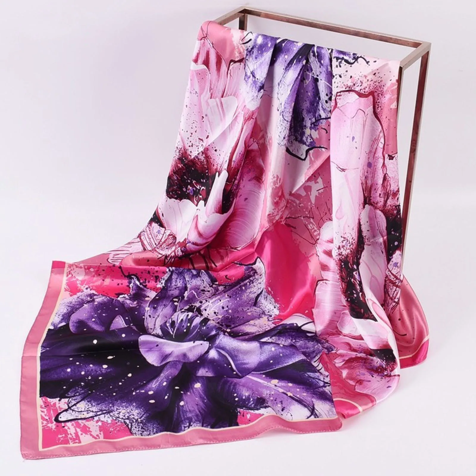 

Scarf Bandanas Bandana Boho Scarves Women Feeling Headband Printed Silk Scarf Black White Check Wrap Green Tan Scarf