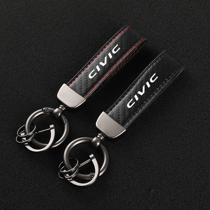 

Leather Carbon Fiber Car Rings Keychain Zinc Alloy Keyrings For Honda CIVIC 10th gen 8th gen CRV 2019-- 2021 Car