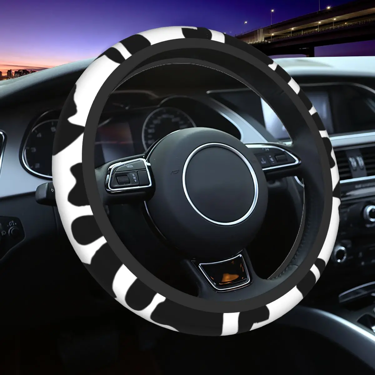 

Cow Print Pattern Car Steering Wheel Cover 38cm Anti-slip Steering Wheel Protective Cover Auto Decoration Car Accessories
