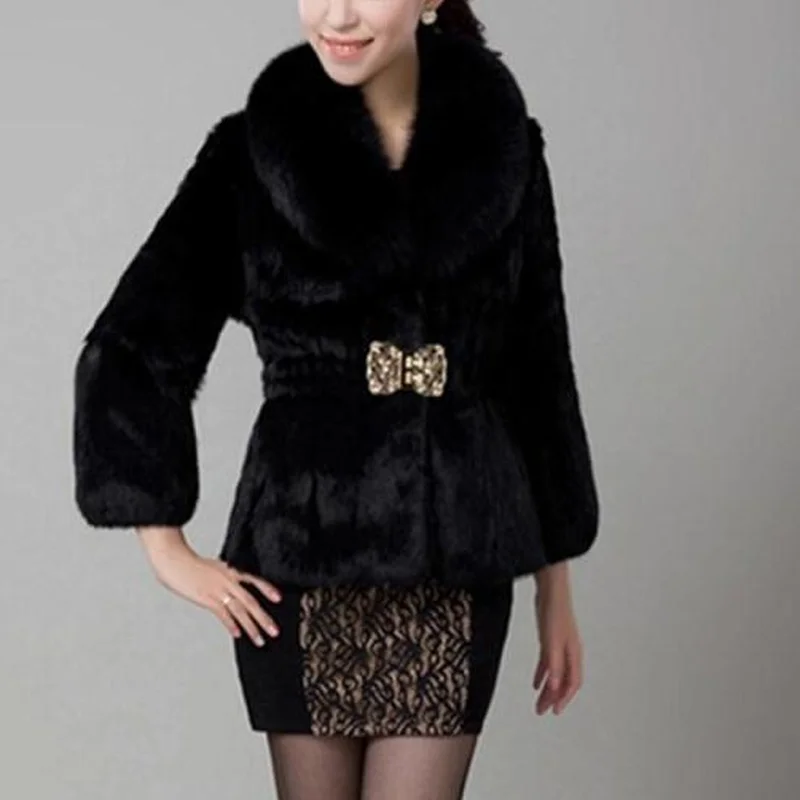 2022 Fall Short Fur Coat Winter Jacket Warm Imitation Rabbit Hair Short Korean Style Loose Faux Fur Collar Women Fashion Coats