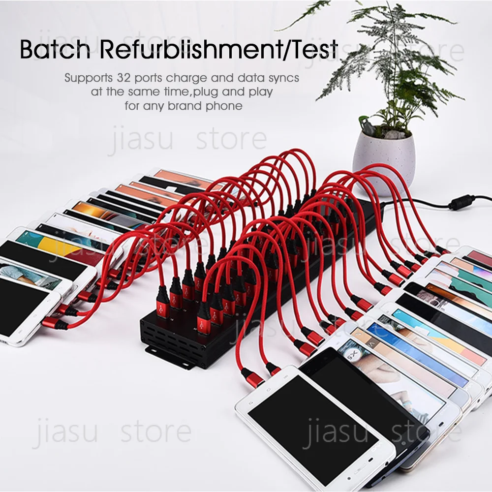 Фото Прочный промышленный USB-хаб на 32 порта (USB 2.0) с 30 портами для зарядки и синхронизации, в комплекте 2 адаптера питания 12В 10А для настольного использования, для телефонов A-832 №2
