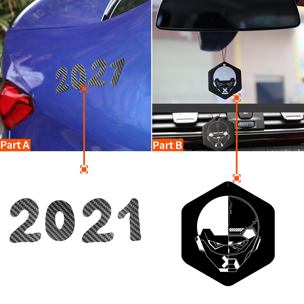 

Автомобильная наклейка из углеродного волокна с цифрами 2021, наклейка, Универсальная автомобильная внешняя декоративная наклейка, накладка...