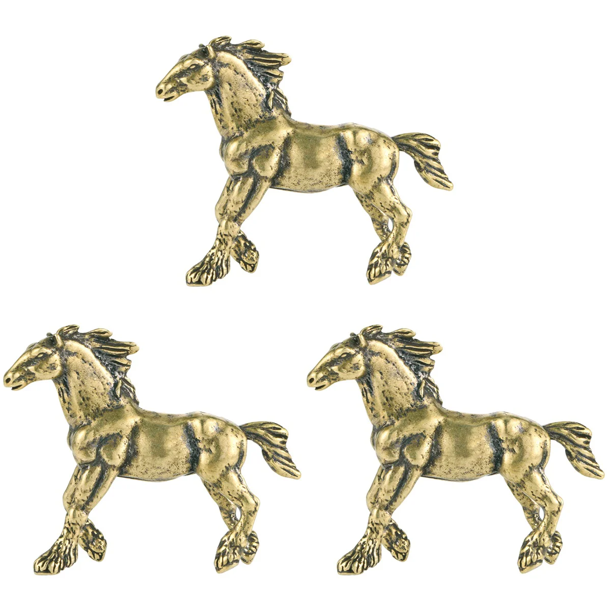 

3x Exquisite Miniature Vintage Horse Figure Horse Adornment Horse Craft Desktop Horse Ornament Horse Modeling Ornament