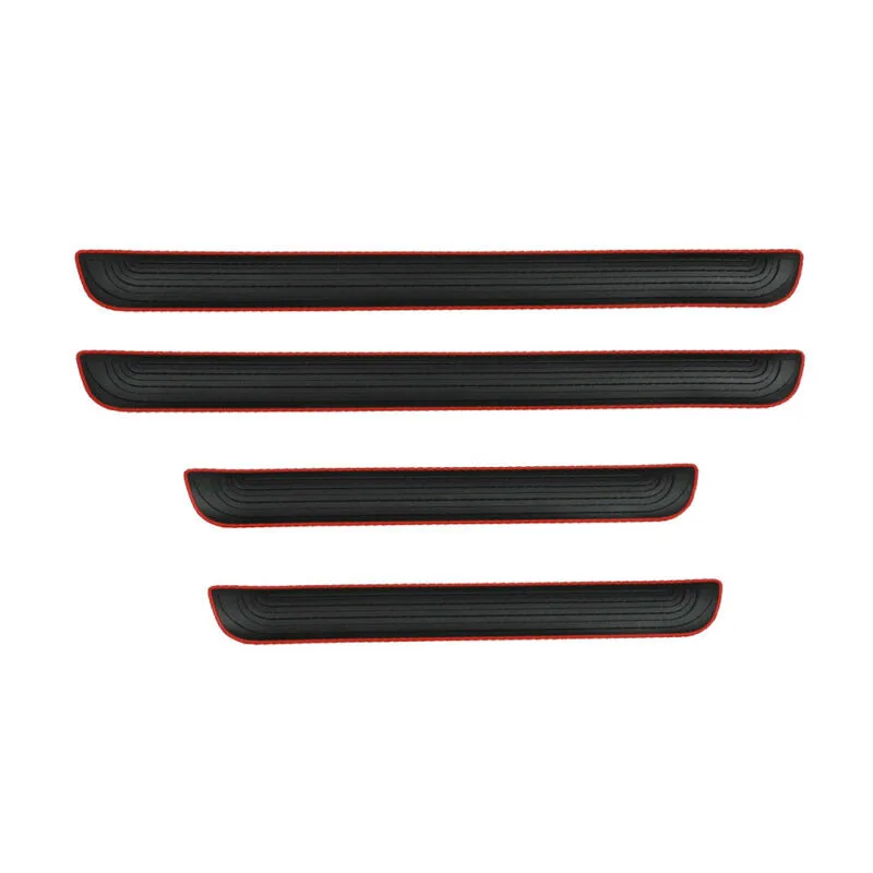 

4pcs Black Rubber Car Door Scuff Sill Cover Panel Step Protector Trim Accessories Interior Accessories Direct Replacement