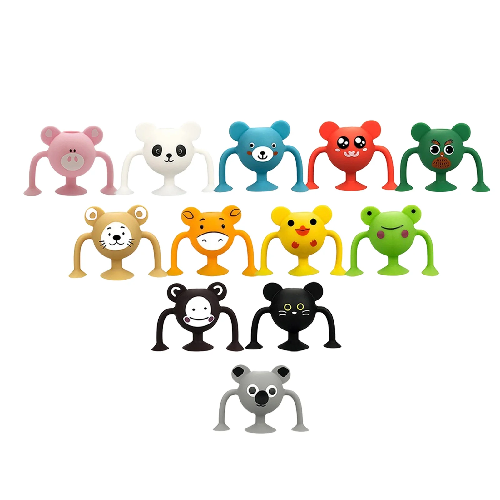 

Fun Suction Toys For Children 12 Pieces Silicone Suction Toys Motor Skills Hand-Eye Coordination Bath Toy Sensory Toy