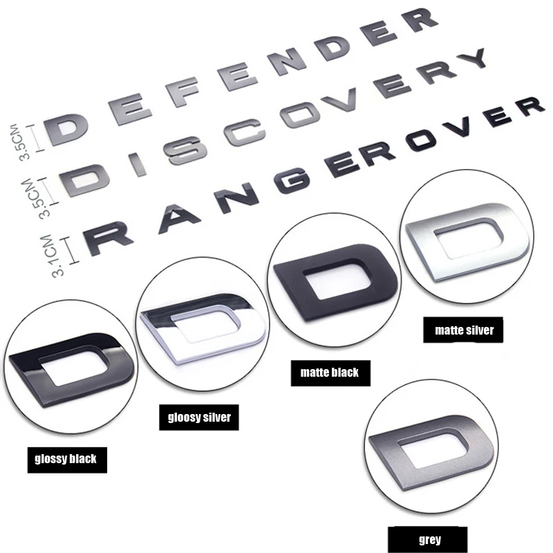 Front Head Stickers 3D Letters Car Hood Bonnet Cover Emblem For Land Rover Range Velar Sport Discovery 2 3 4 Defender Chrome |