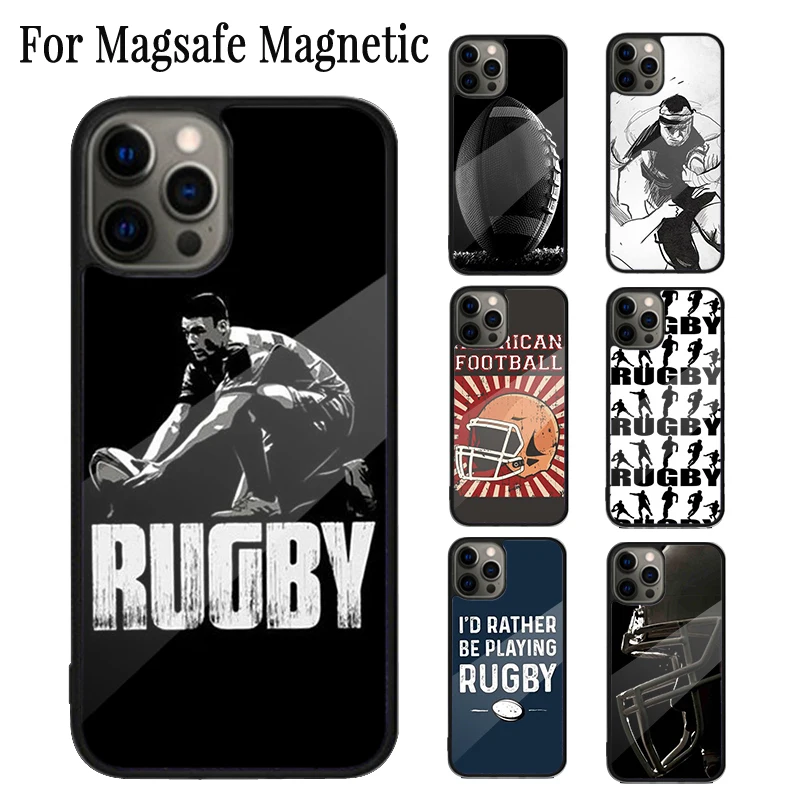 Регби Футбол Спорт Магнитный чехол для телефона Coque iPhone 16 15 14 Plus 13 12 Mini 11 Pro Max Magsafe