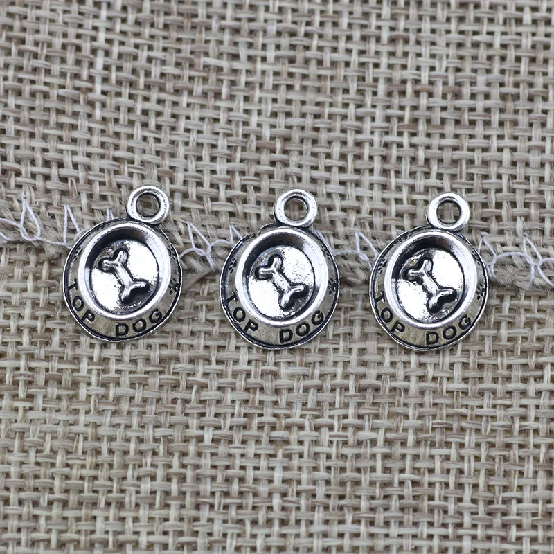 

Подвески для костей собак из сплава под старину, серебро, 12 шт., 15 х11 мм