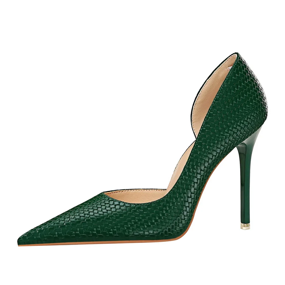 Pointed Crocodile Stiletto High Heels Women's Pumps Summer Solid Color PU Leather Elegant Dress Shoes Office Work Shoes Ladies