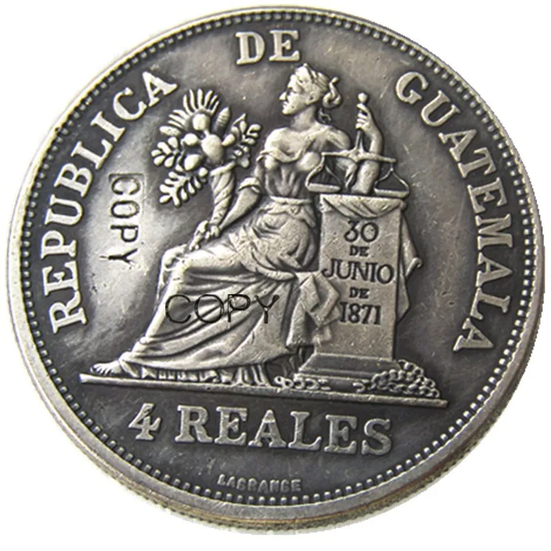 

Guatemala 1894, 4 Реала, Посеребренная копировальная монета