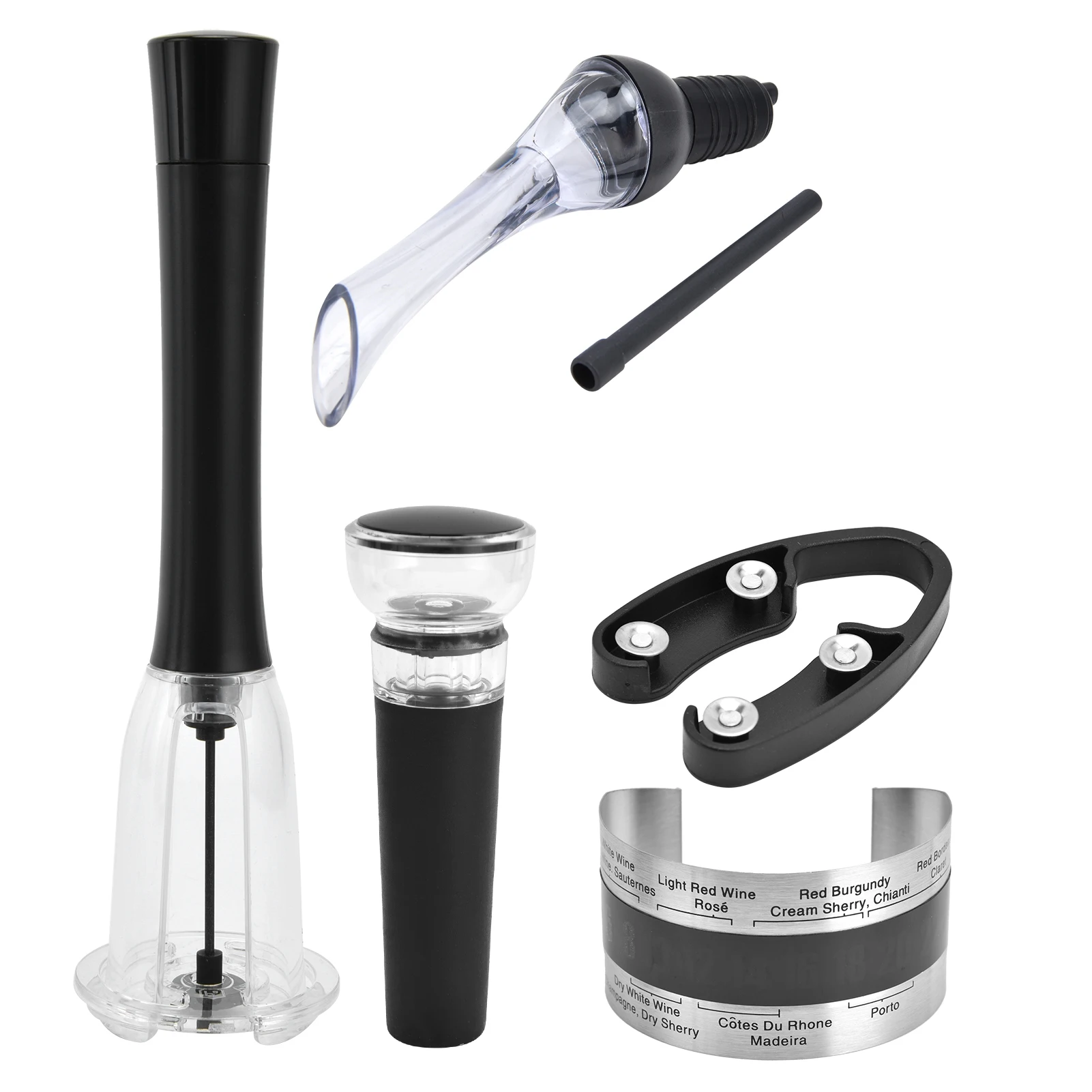 

Air Pump Wine Bottle Opener Set Wine Stopper Bottle Cork Remover Wine Aerator Pourer Kit for BirthdayType 1