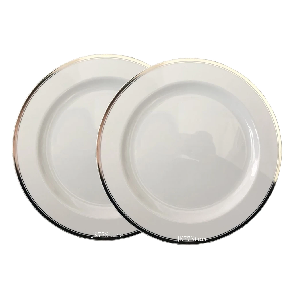 10 дюймов/пищевые пластиковые тарелки для ужина салата с серебряным и золотым