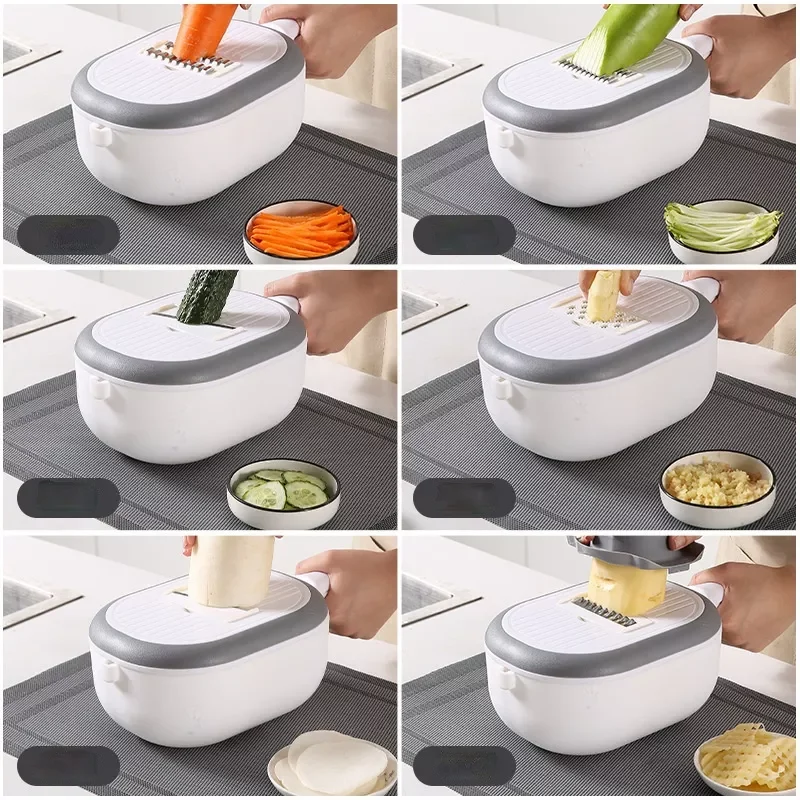 

Multifunctional 11 In 1 Vegetable Cutter Potato Carrot Garlic Cucumber Mandoline Slicer Grater Peeler Drain Basket Kitchen Tools