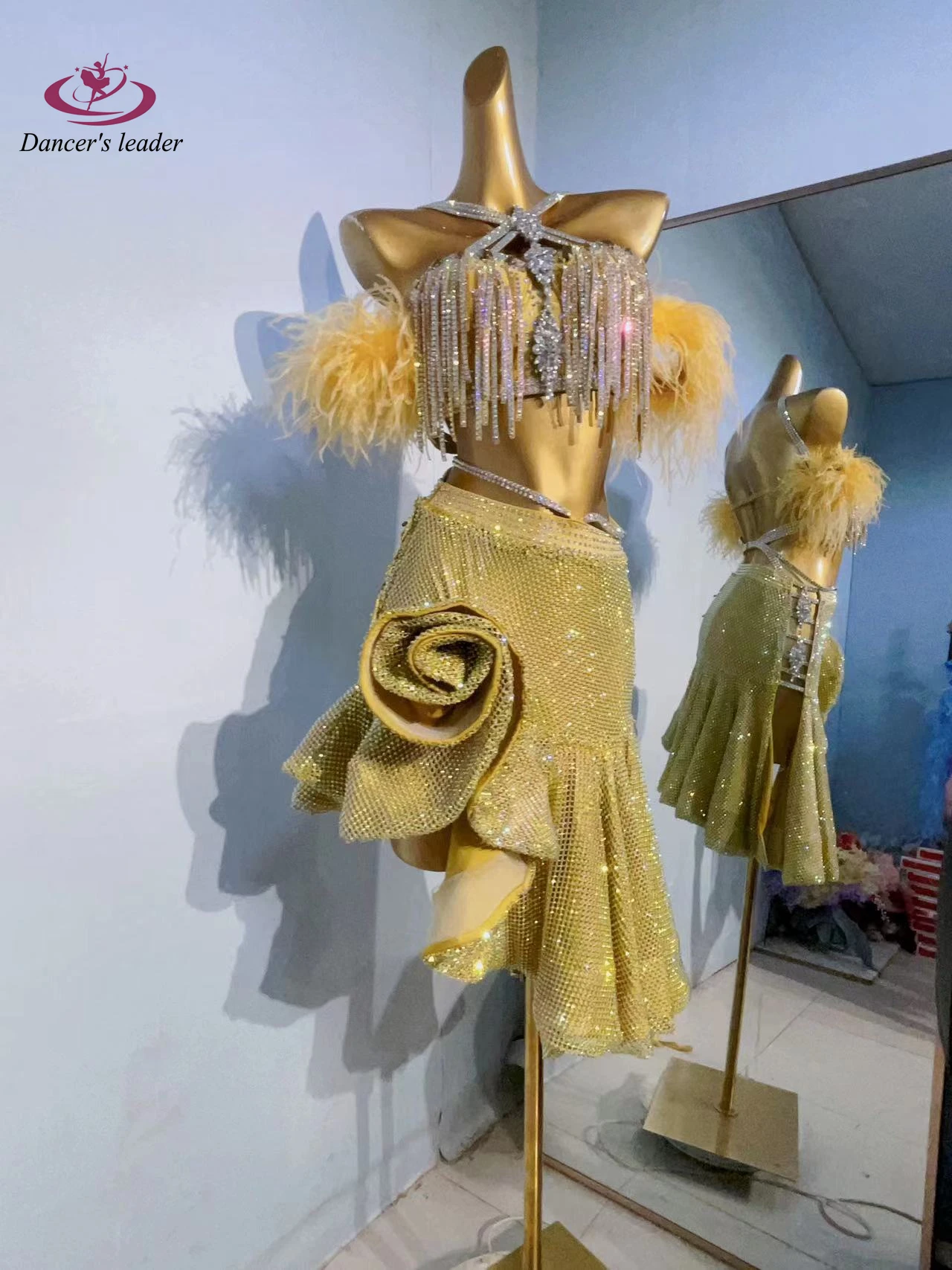 Женская юбка для латиноамериканских танцев настраиваемая из сетчатой ткани с