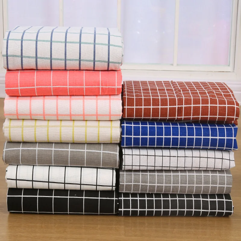 Клетчатая хлопково-льняная ткань на метр для скатерти чехлы диванов шитье своими