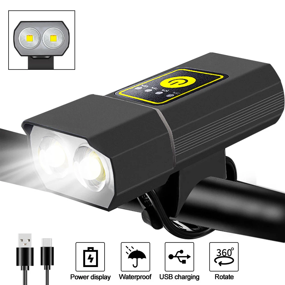 

Dual LED Bicycle Lights Telescopic Zoom Front Headlights with Power Display Fooding/Spotlight Cycling Lamp