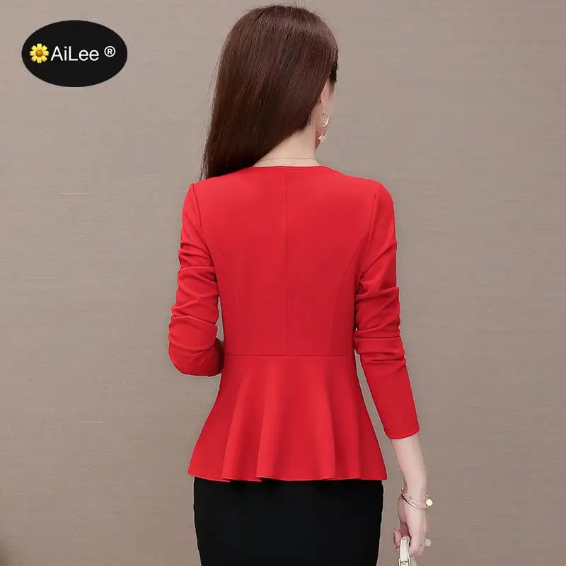 Fashion Autumn Women Formal Blazer Jackets Work Office Ladies Suit Vintage Single Button Spring Business Female Blazer Coats