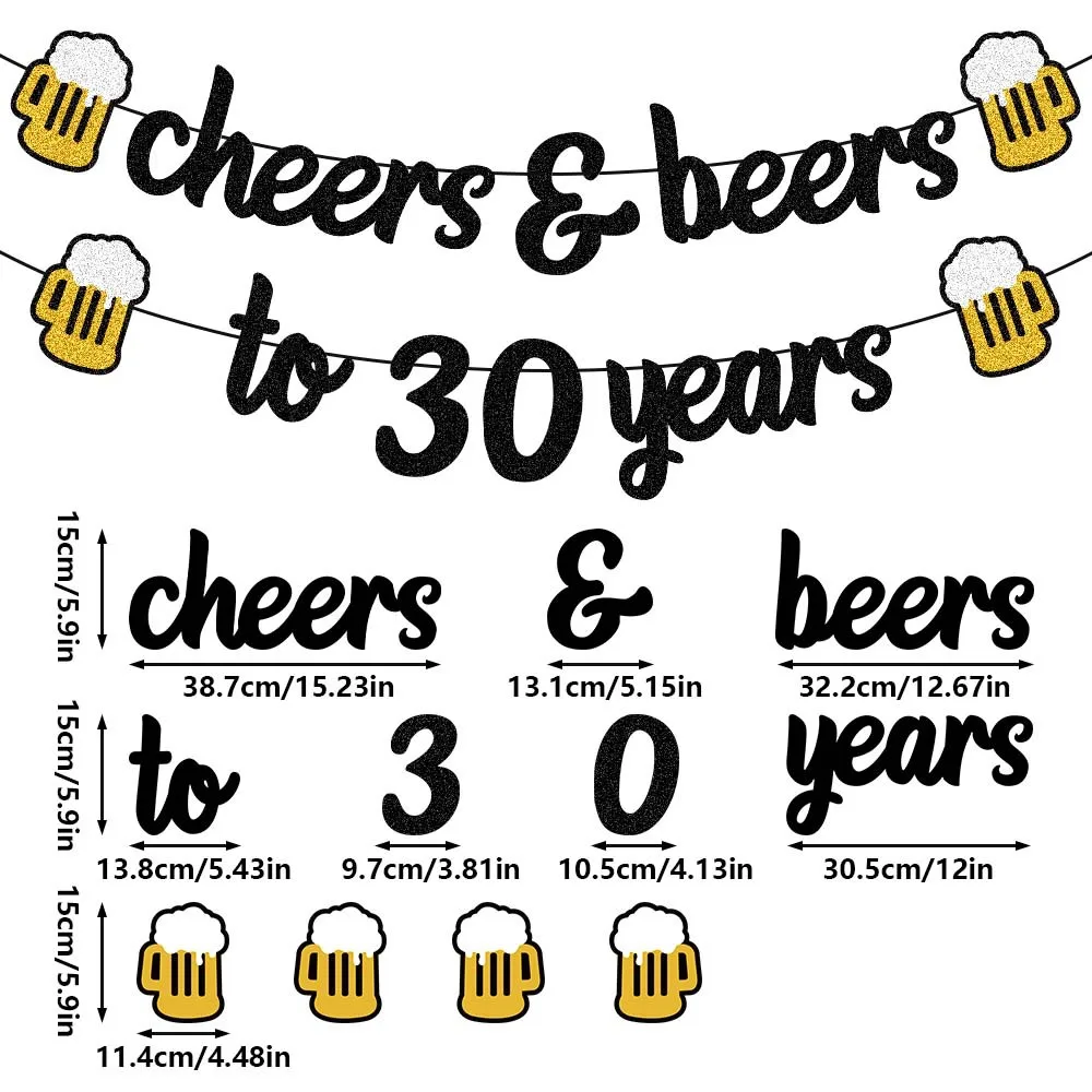 

Черный баннер «Cheers & Beers to 30 Years» WEIGAO
