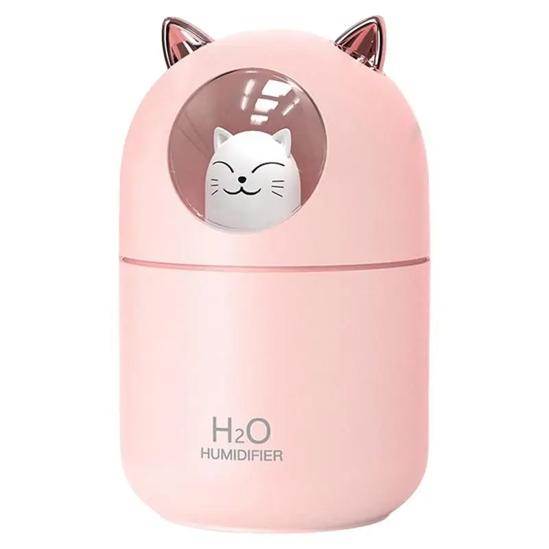

Small Humidifier 300ML Cat Shape Aroma Diffusers For Essential Oils USB Personal Desktop Humidifier With Night Light For Baby