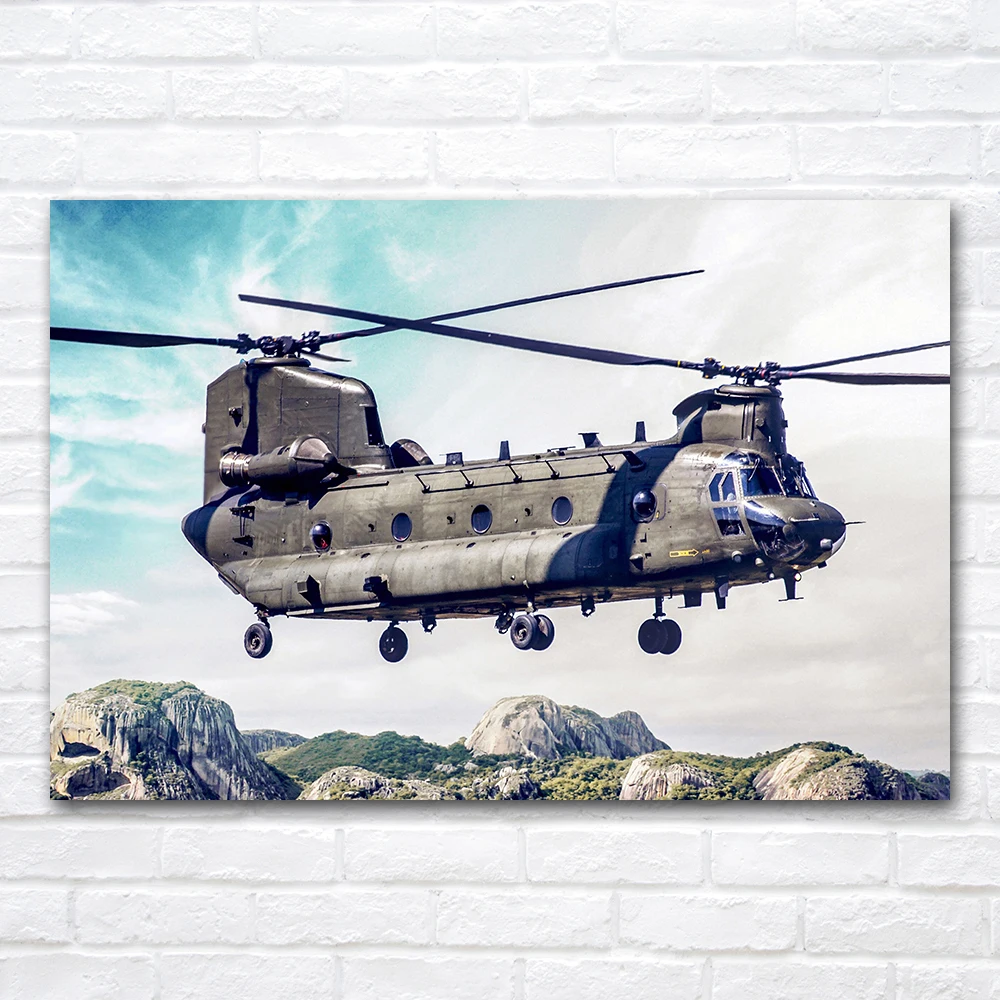 Фото Постеры и картины на холсте с изображением военного вертолета CH-47 Chinook для декора гостиной и дома №1
