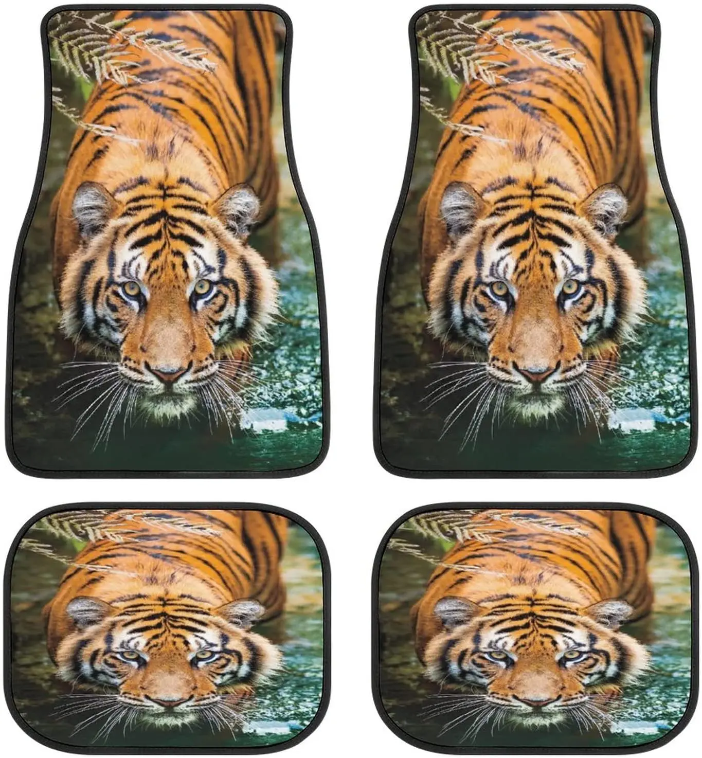 

Animal Car Mats Cool Tiger Universal Fit Car Floor Mats Fashion Soft Waterproof Car Carpet Front&Rear 4 Pieces Full Set Fit for
