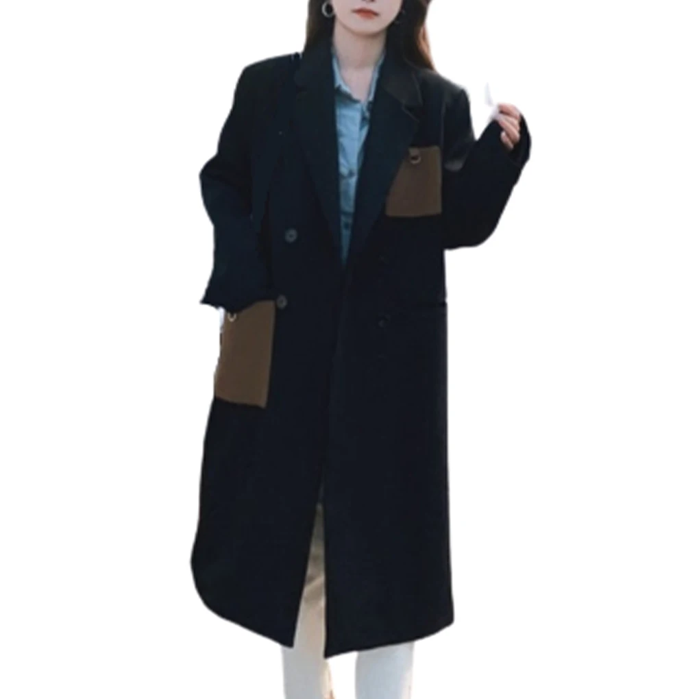 

Женская ветровка с отложным воротником, свободная весенняя куртка с длинным рукавом и карманами для отдыха