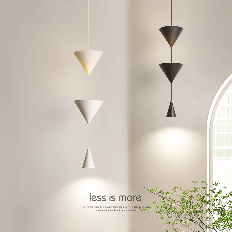 

Скандинавская дизайнерская люстра, креативная Минималистичная прикроватная лампа для спальни, коридора, бара, угловая коническая Минималистичная маленькая люстра