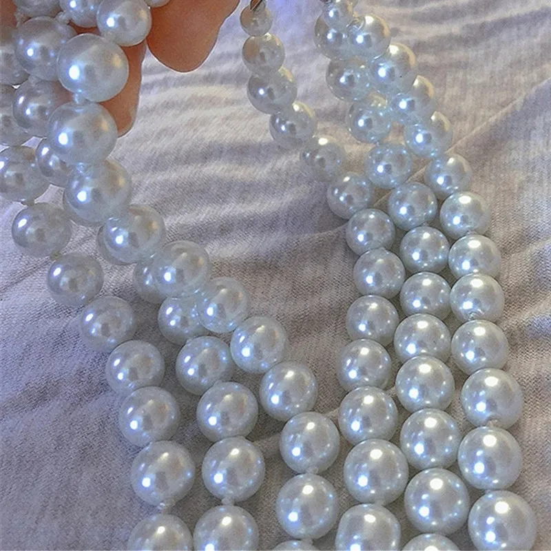 Лидер продаж модное колье с искусственным кристаллом трехслойное жемчужное