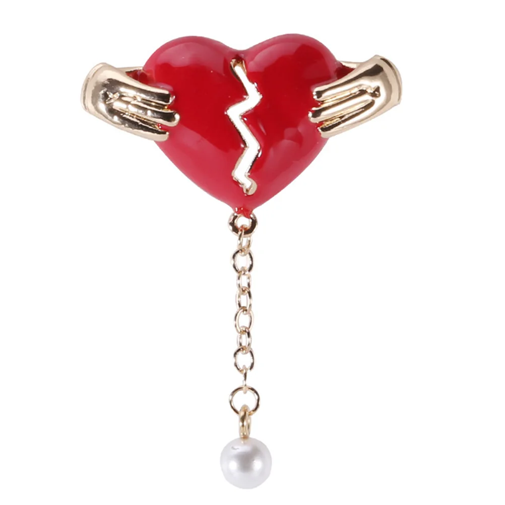 1pc Woman Pearl Collar Brooch Decoration Alloy Corsage Fashion Heart Breastpin
