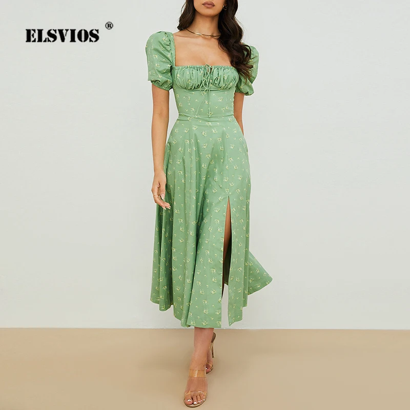 

Женское асимметричное вечернее платье, элегантное платье с цветочным принтом, высоким разрезом и коротким рукавом, на шнуровке, лето 2023