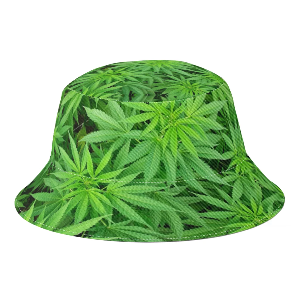 

Green Weed Plants Fisherman Hat Men Women Custom Maple Leaf Autumn Bucket Hats Decorative Boonie Hat Dropshipping