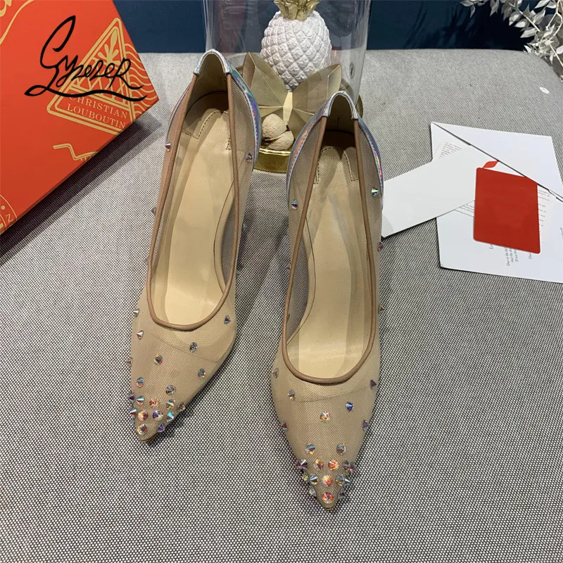 

Yuerui women's High Heels silver Diamond Lace Sexy Style Unique Women's Shoes Party Bridal Shoes 10CM Heel Size 34-43