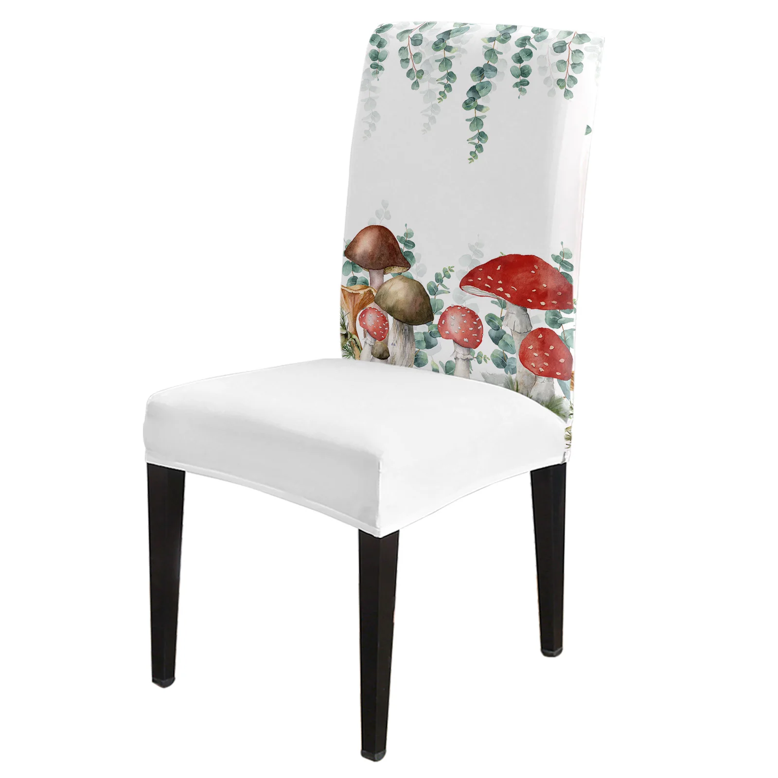

Чехол для стула из эвкалипта в виде грибов, эластичная ткань для столовой, искусственный спандекс для офисного стула