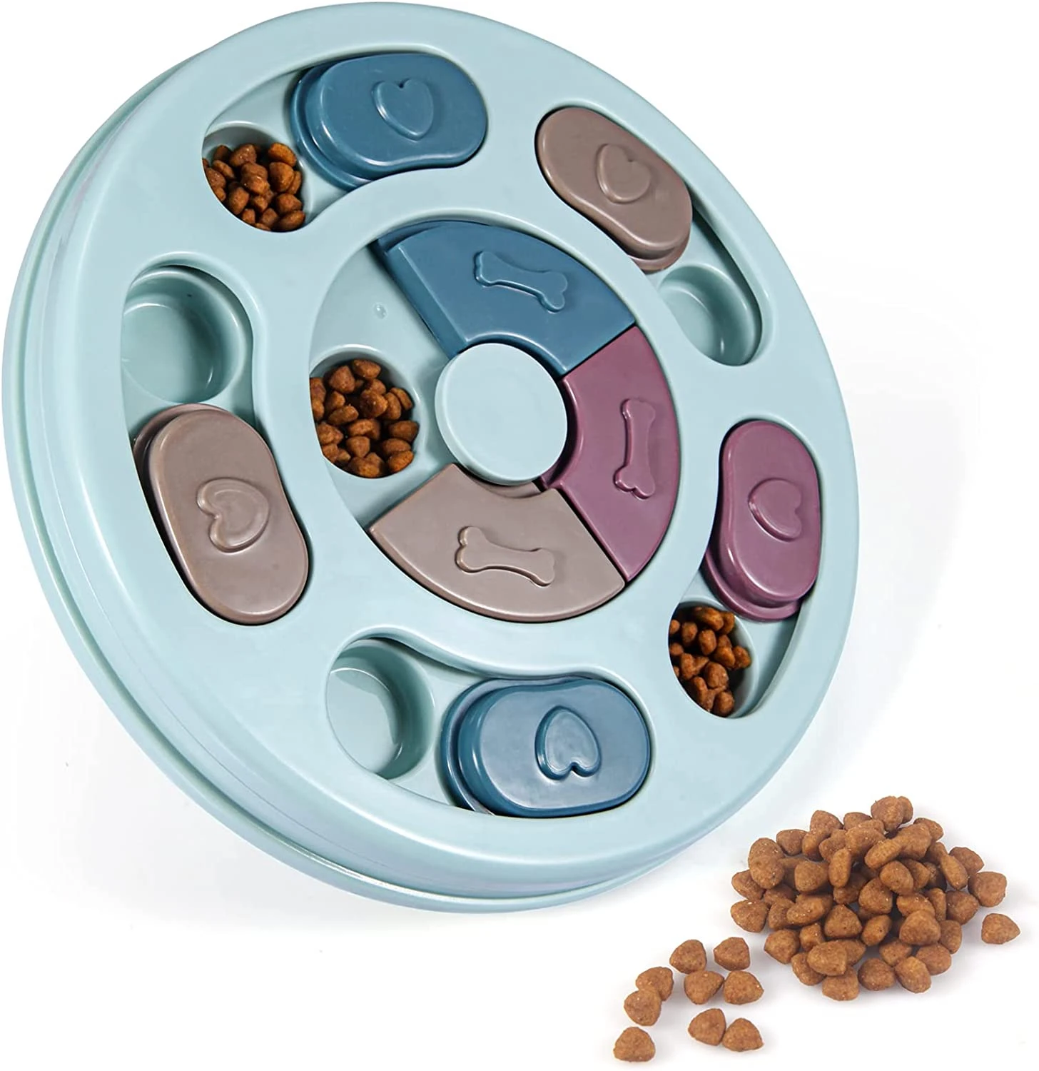 

Dog Puzzle Toys Slow Feeder Increase IQ Interactive Turntable Toy Food Dispenser Slowly Eating Bowl Pet Cat Dogs Training Game