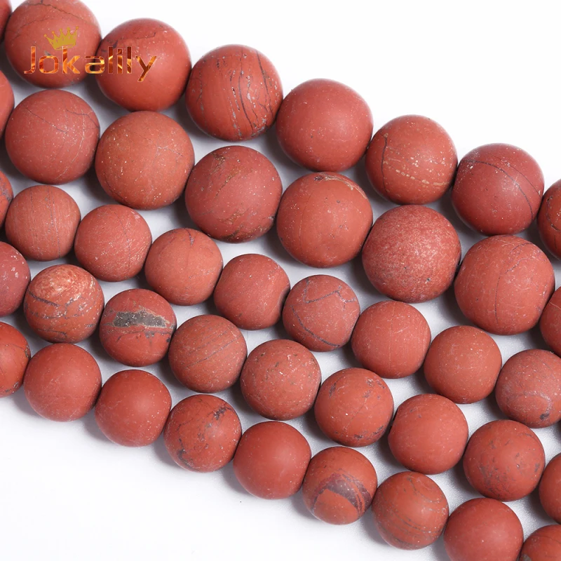 

Wholesale Natural Dull Polished Red Jaspers Round Loose Spacer Beads For Jewelry Making DIY Bracelets 4 6 8 10 12 14 16mm 15"