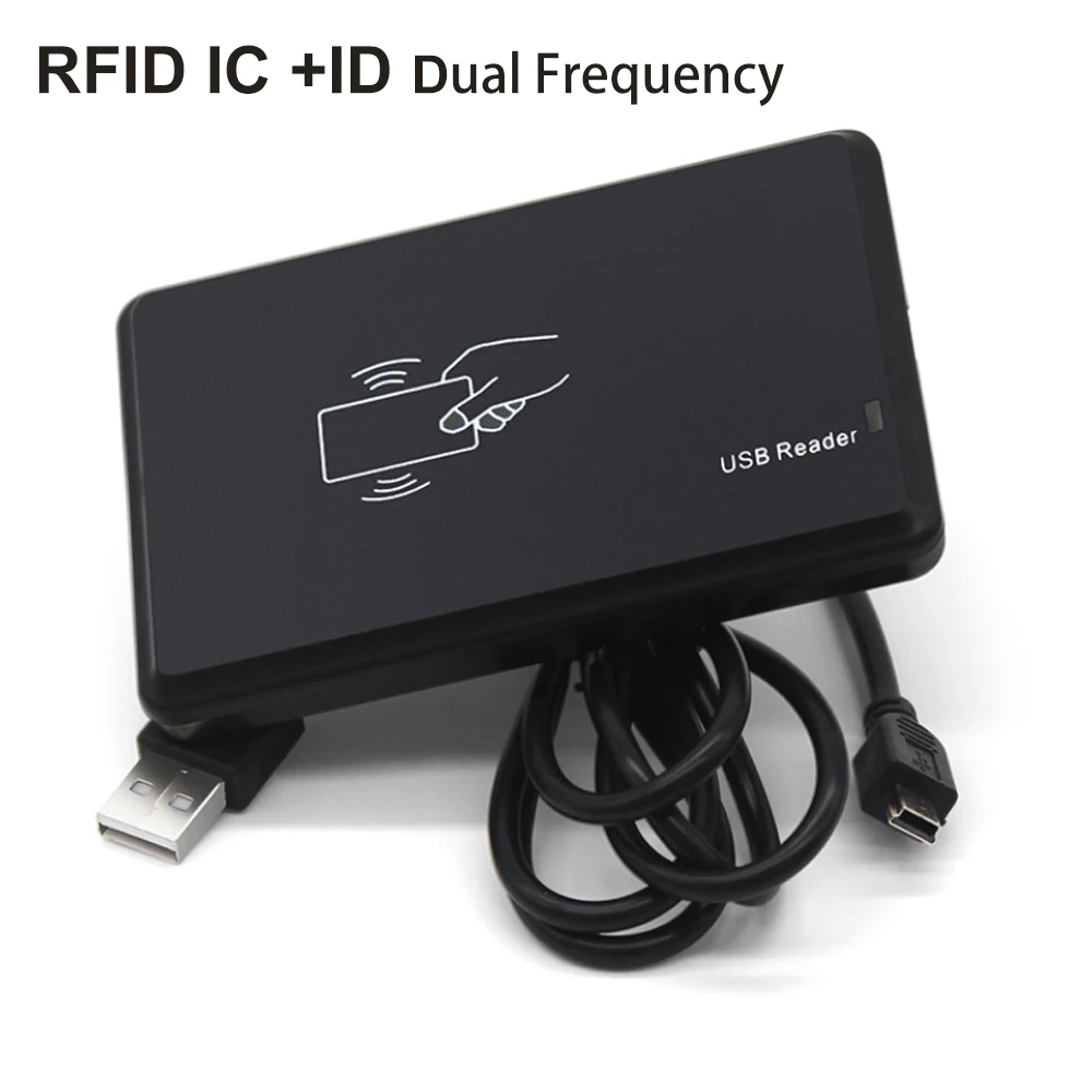 

125KHz &13.56MHz Smart RFID Card Reader USB Proximity &Contactless Dual Frequency Programmable Desktop Card Reader for MIFARE EM