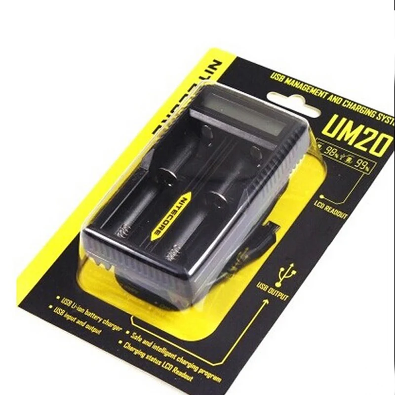 Интеллектуальное зарядное устройство Nitecore UM20 с ЖК-дисплеем USB-выходом зарядка