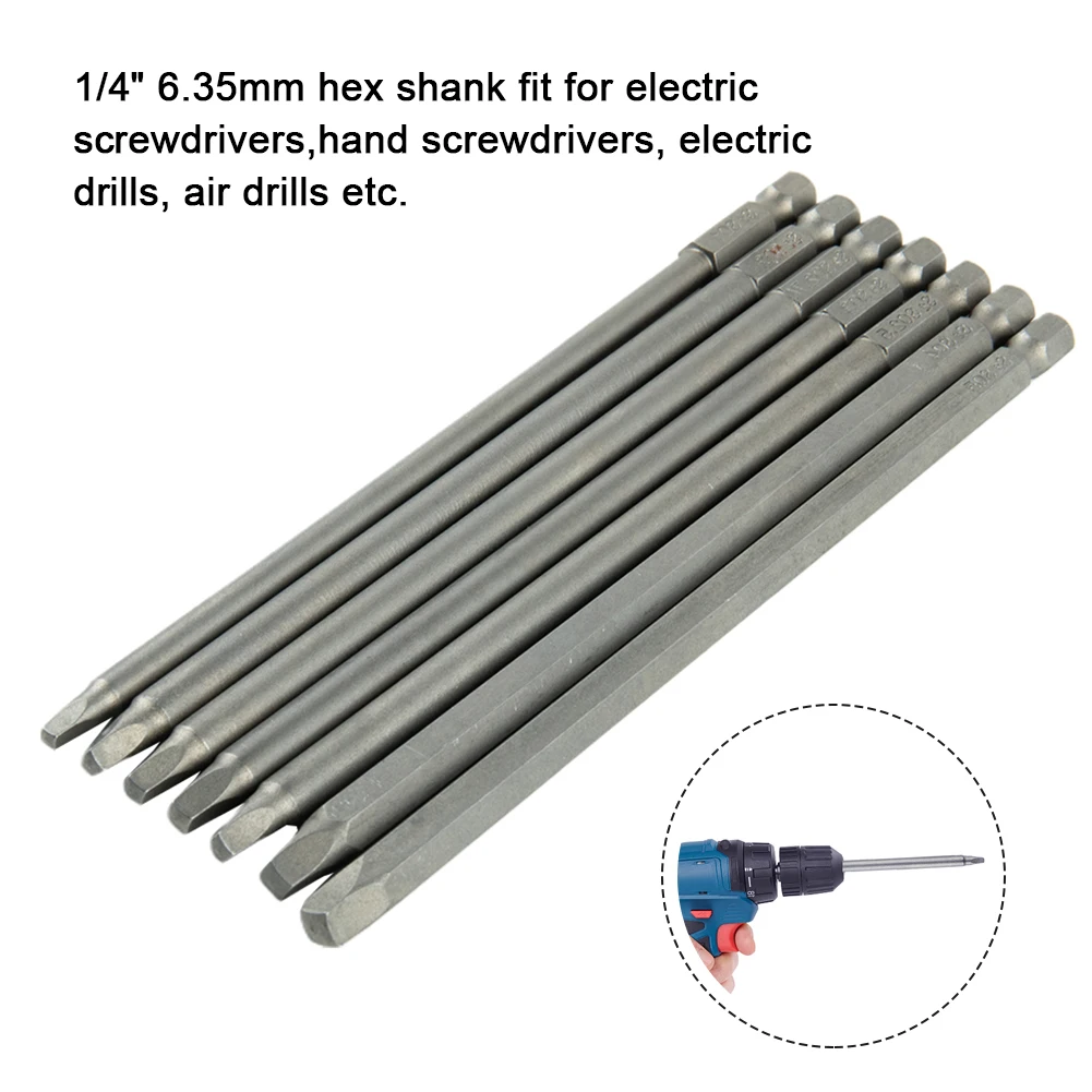 

7pcs 150mm Square Head Screwdriver Bits Set 1/4Inch Hex Alloy Steel Magnetic Screw Driver Bits For Electric Screwdrivers SQ1-SQ5