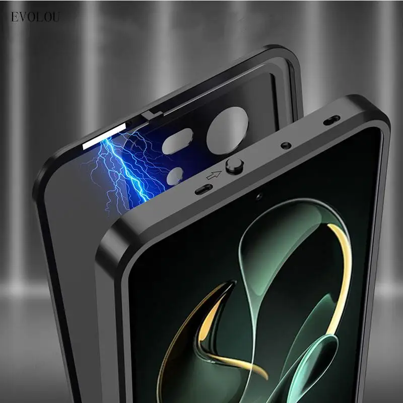 Противоударный чехол для телефона Xiaomi 13T Pro бампер с металлической рамой из